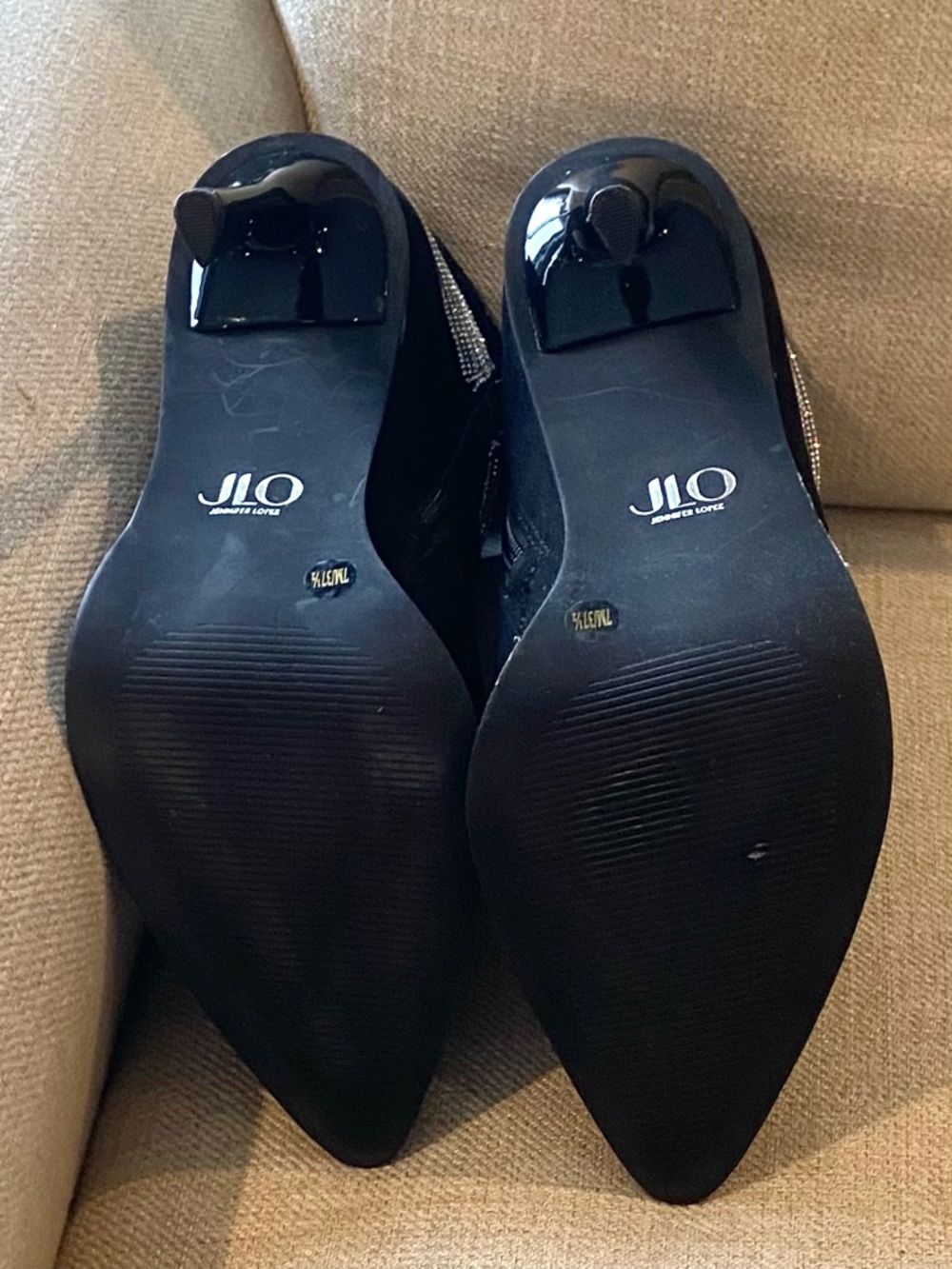 Jennifer Lopez Black Ankle Boots with Rhinestone Wrap - Picture 3 of 4